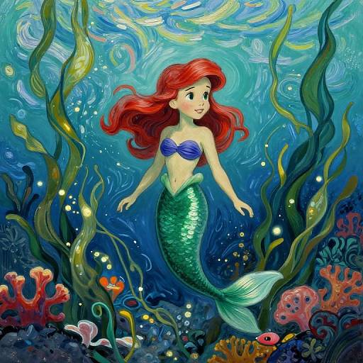 Van Gogh-Inspired Underwater Mermaid