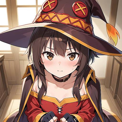 Enchanting Witch Girl in Black and Red