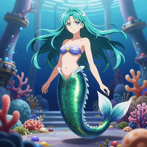 Ecchi Merfolk Empress in Bioluminescent Palace