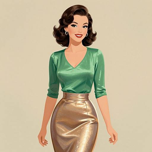 Vintage Glamorous Woman in Retro Style