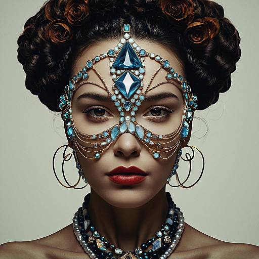 Futuristic Gemstone Masked Woman Portrait