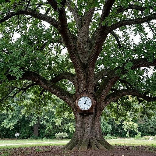 Clock and Ancient Tree Harmony