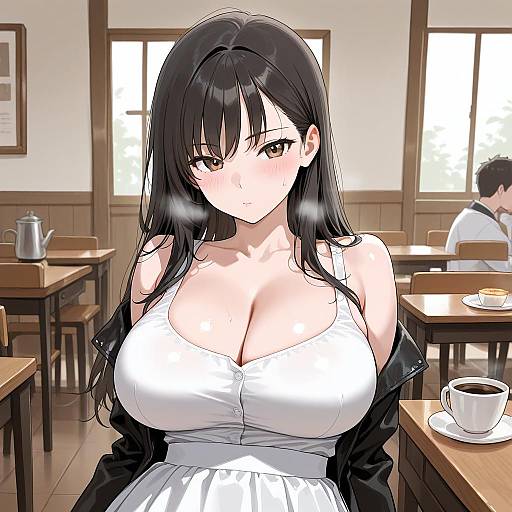 Dramatic Korean Girl at Cafe