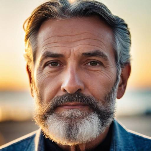Portrait of mature bearded man at sunset