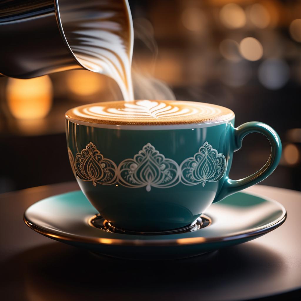 Vibrant Coffee Cup with Latte Art