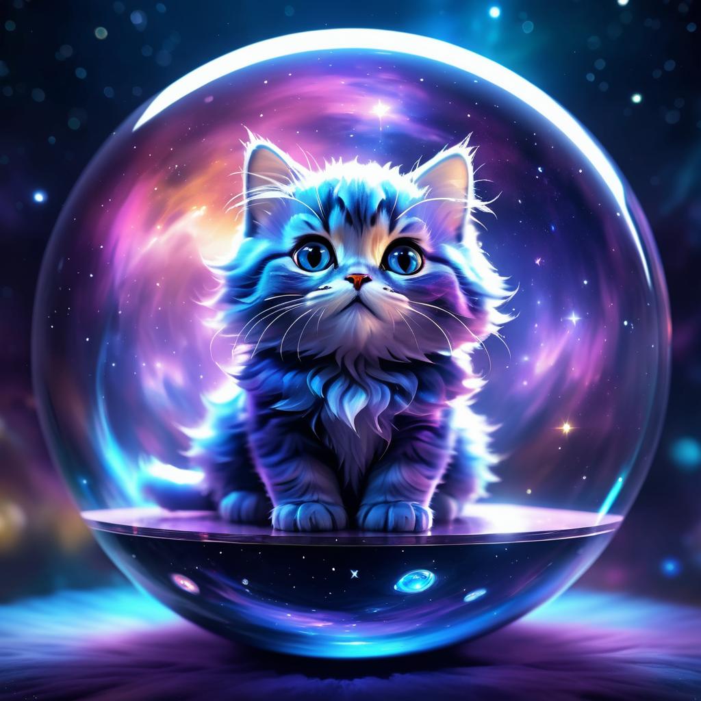 Adorable Nebula Cat in Cosmic Sphere