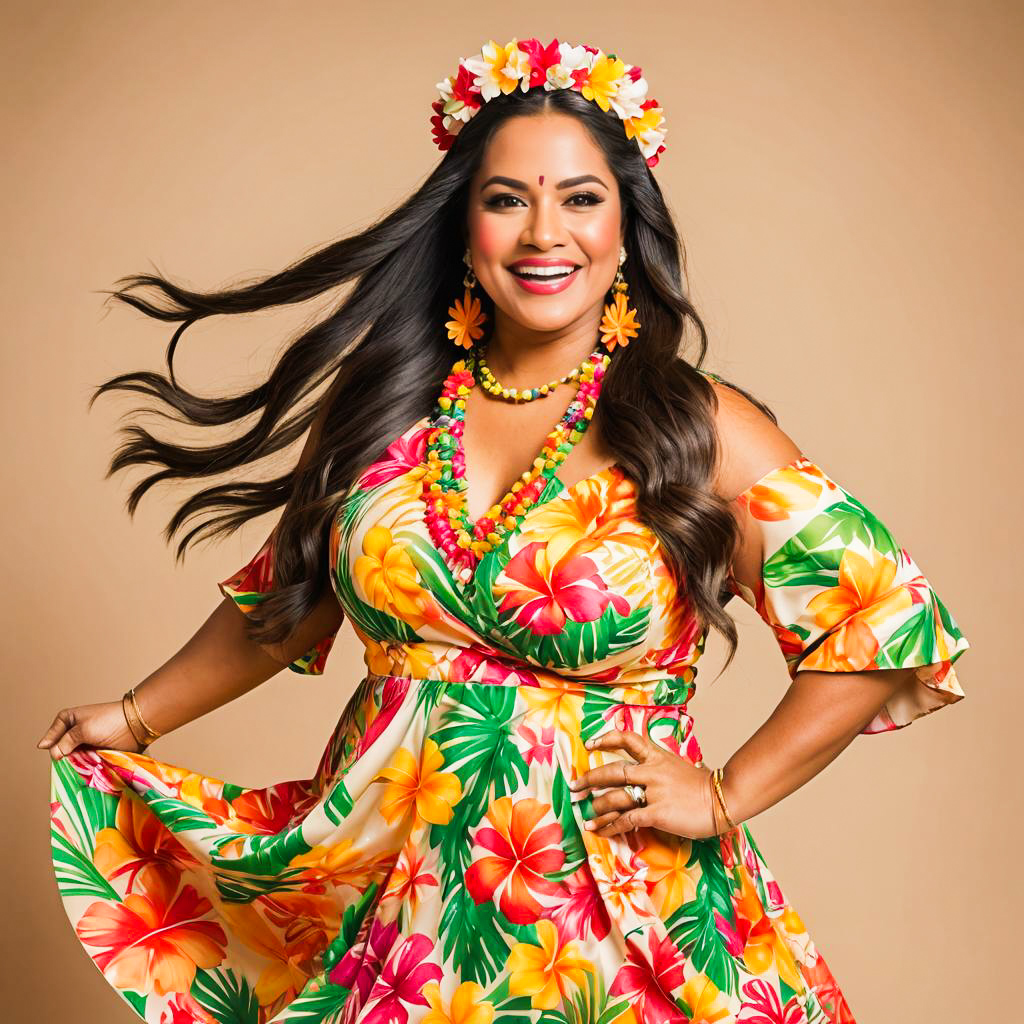 Cheerful Hula Dancer in Tropical Style