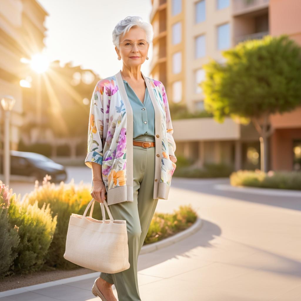 Elderly Woman in Golden Hour Glow