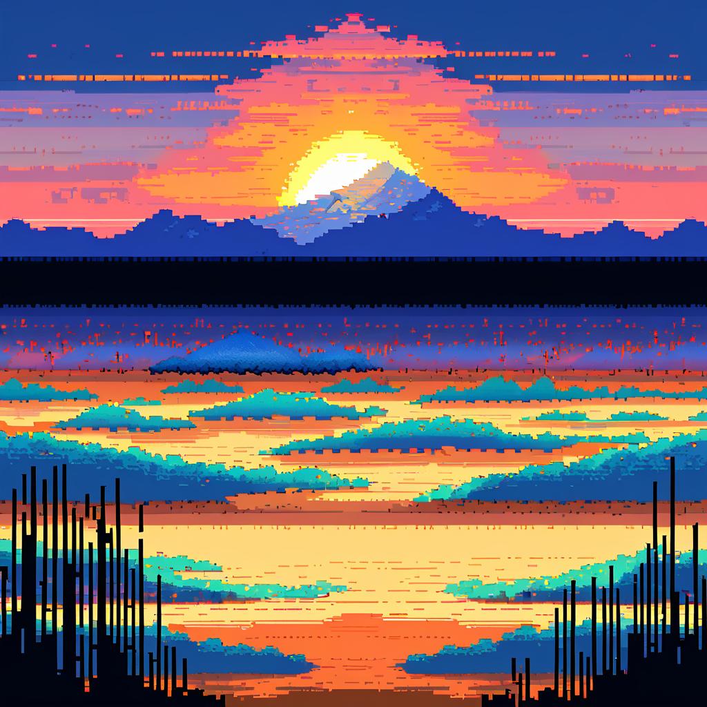 Pixelated Coral Dunes at Dawn