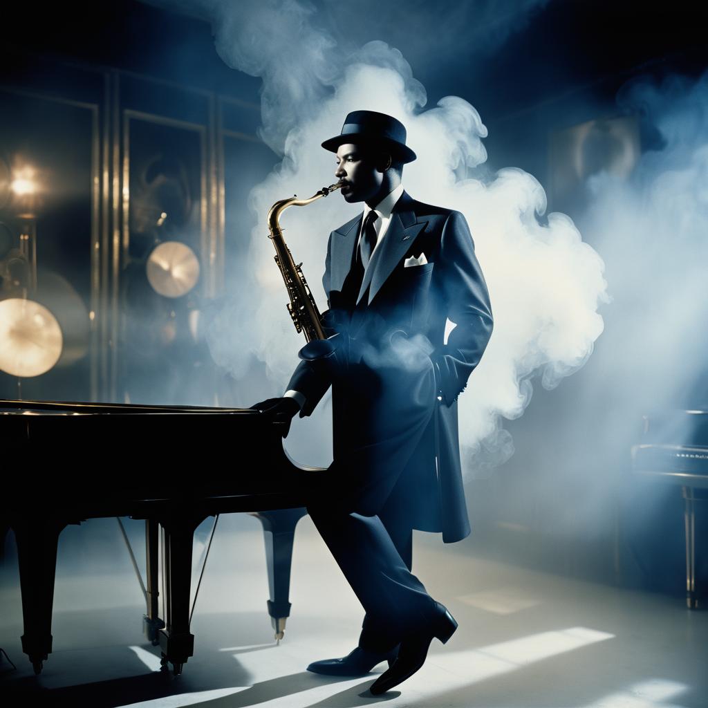 Elegant Jazz Musician in Smoky Club