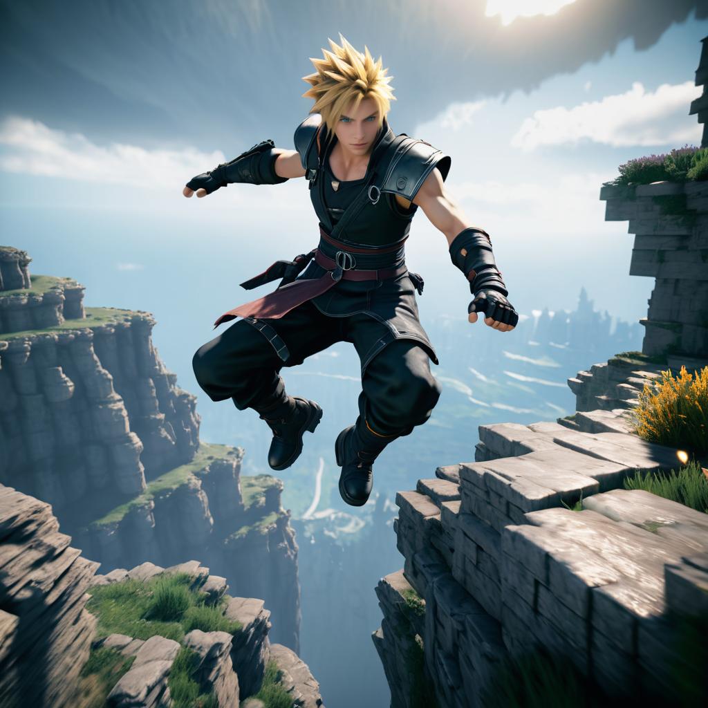 Epic Jump of Cloud Strife in Unreal Engine