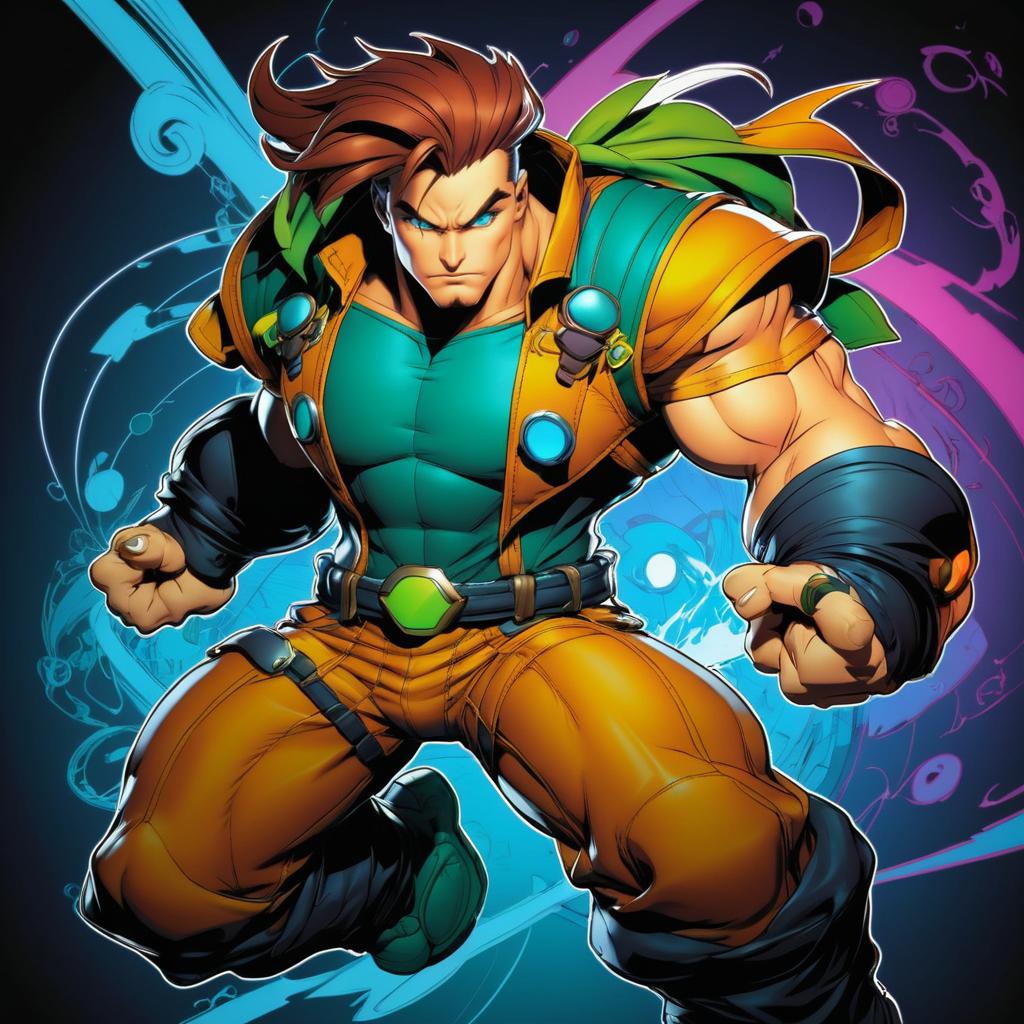 Vibrant Time-Traveler in Joe Madureira Style