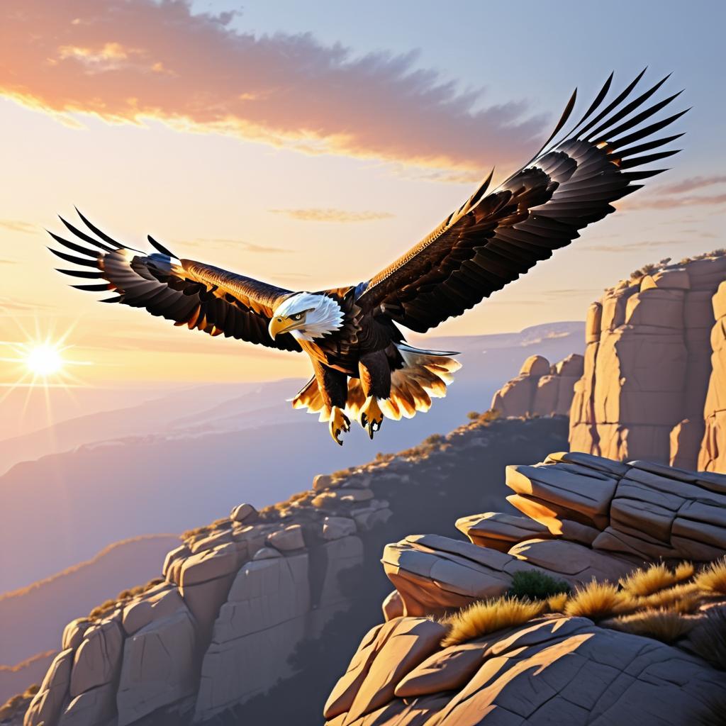 Majestic Eagle Soaring at Sunrise