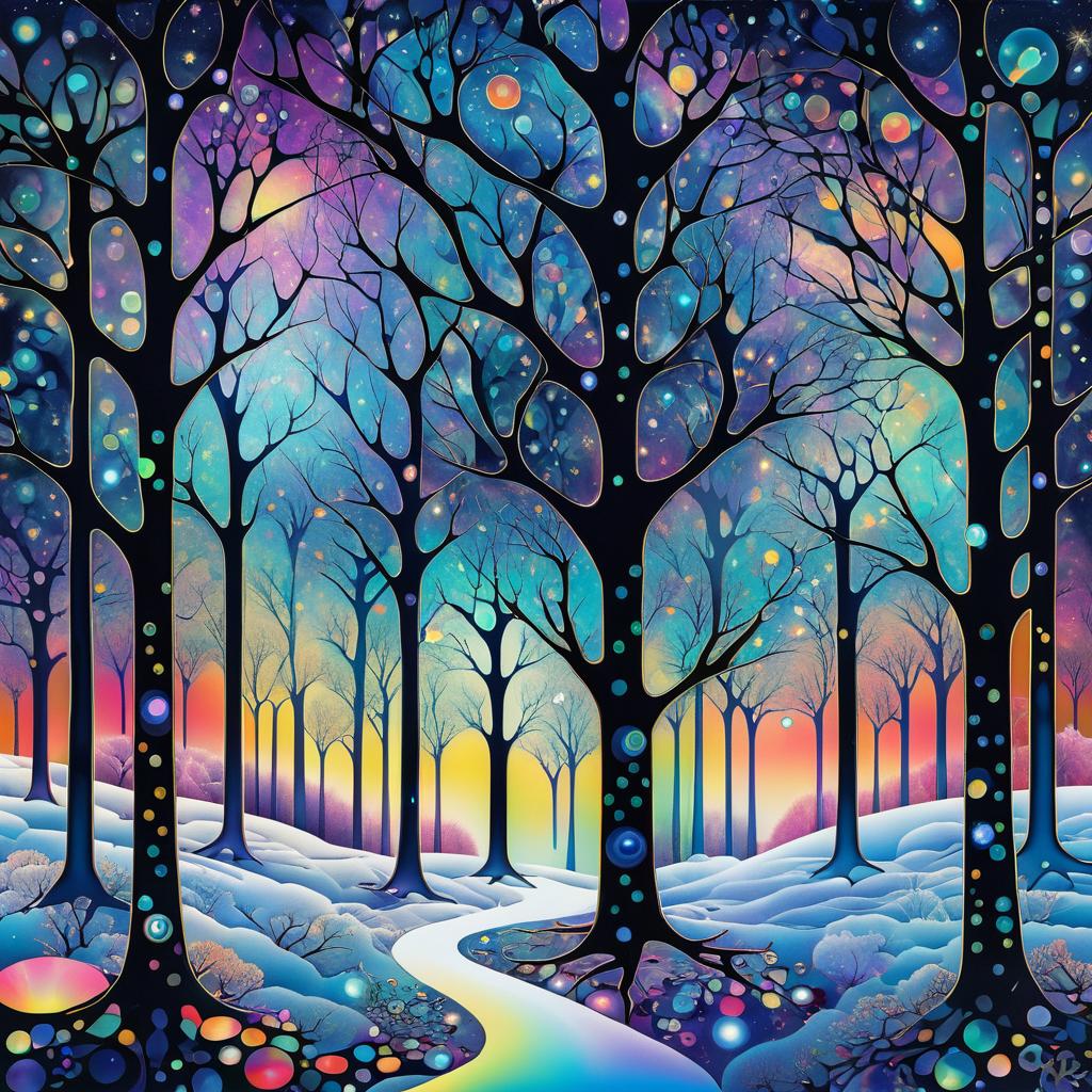 Fractal Cosmic Trees with Aurora Colors