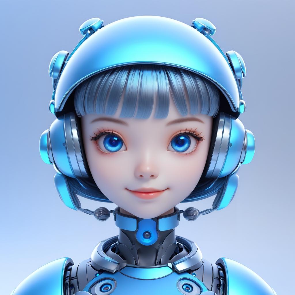 Adorable Cybernetic Robot Girl Render