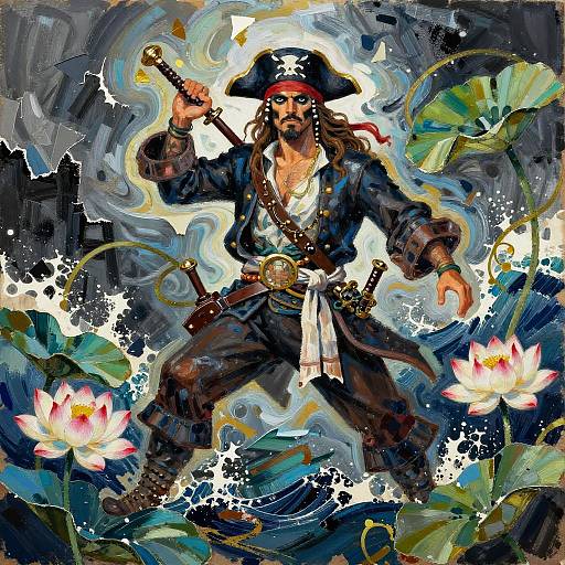 Fearless Pirate Amid Stormy Seas