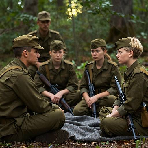 Soldiers in a Forest Setting