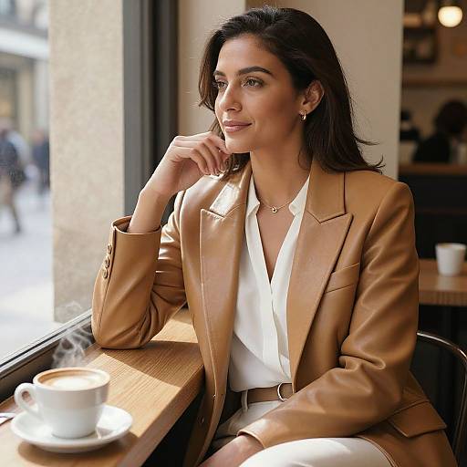 Realistic Woman Portrait in Cozy Café