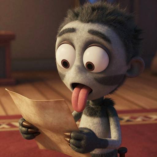 Surprised CGI Character with Parchment