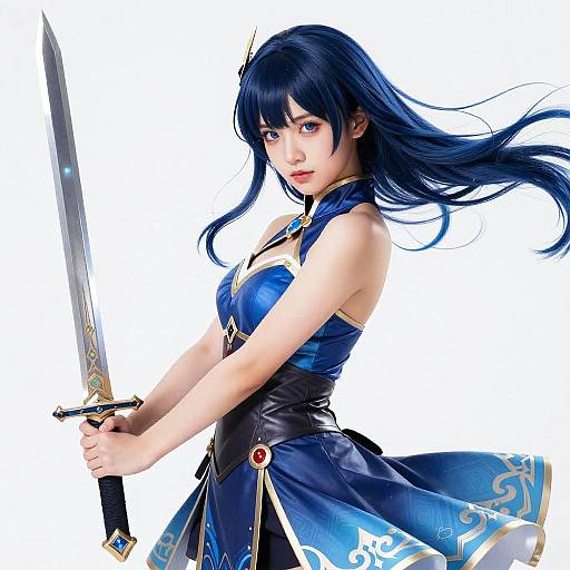 Vibrant Manga Girl with Sword