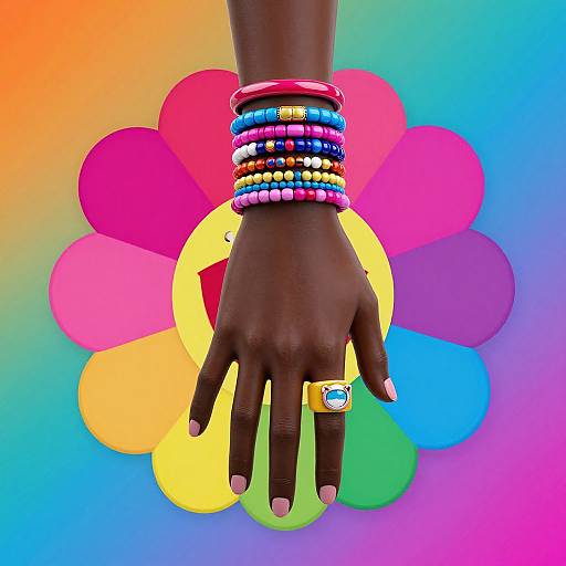 3D Black Hand with Vibrant Accessories