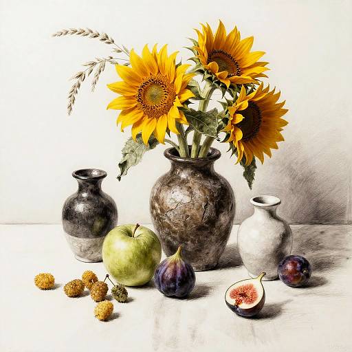 Photorealistic Charcoal Still Life Sketch