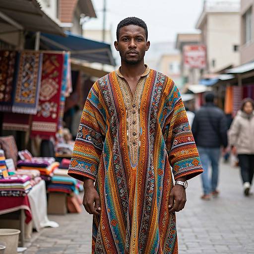 Confident Man in Colorful Traditional Robe
