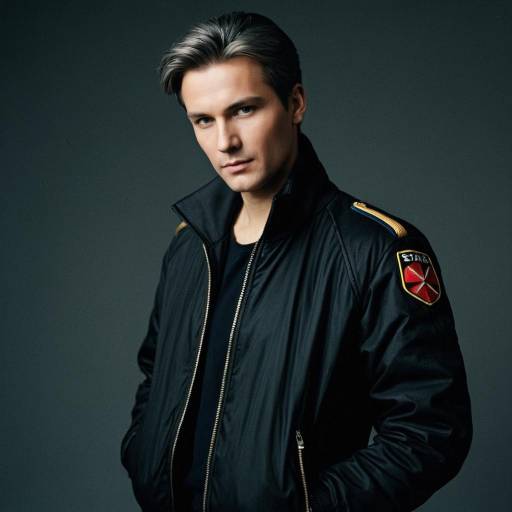 Young Man in Black Military-Style Jacket