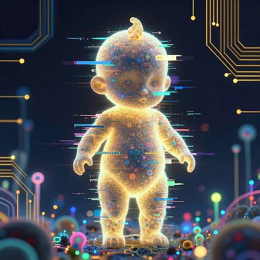 Neon Bioluminescent Digital Baby