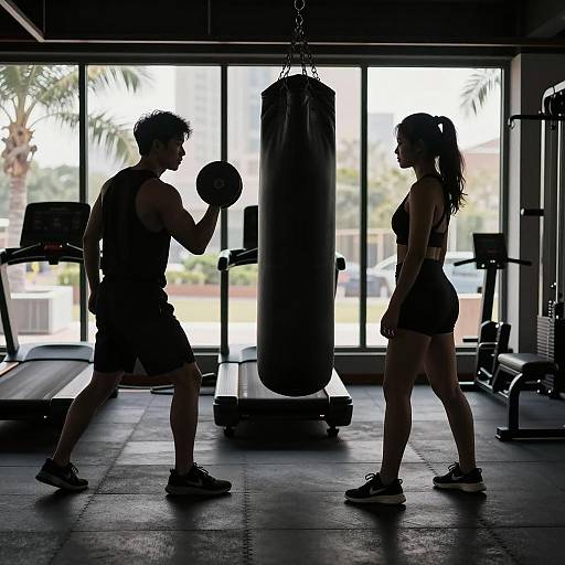 Dynamic Gym Silhouette of Two Figures