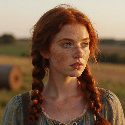 Fiery Redhead in Rustic Countryside