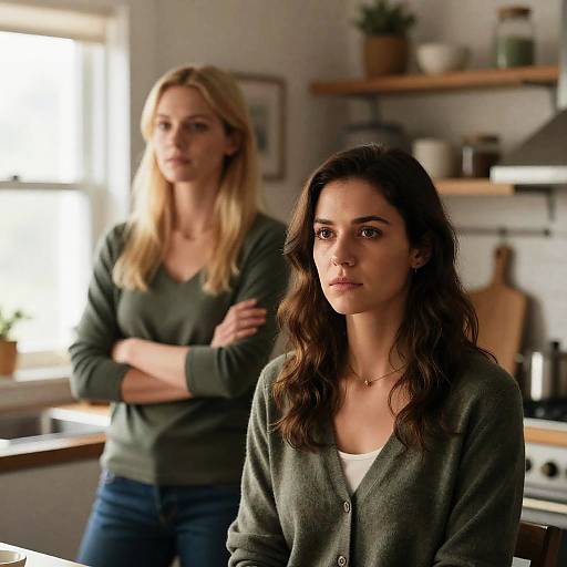 Sunlit Kitchen Scene with Two Women
