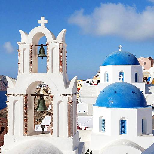 Vivid Greek Island Village Scene