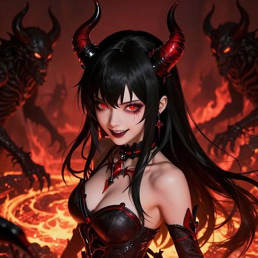 Evil Devil Anime Girl in Hellscape