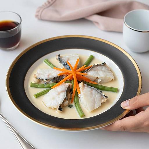 Creamy Fish Dish with Green Beans and Carrots