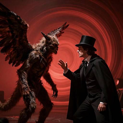 Shadowed Magician and Startled Winged Creature