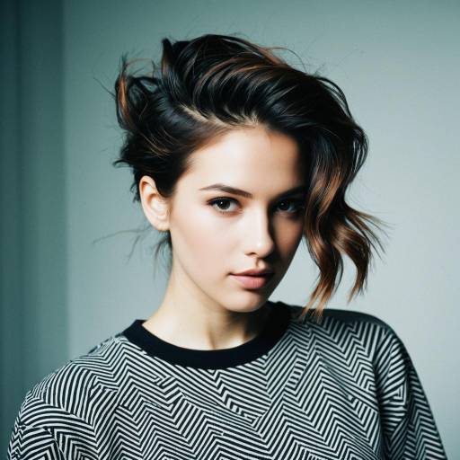 Woman with Zigzag Part Hairstyle