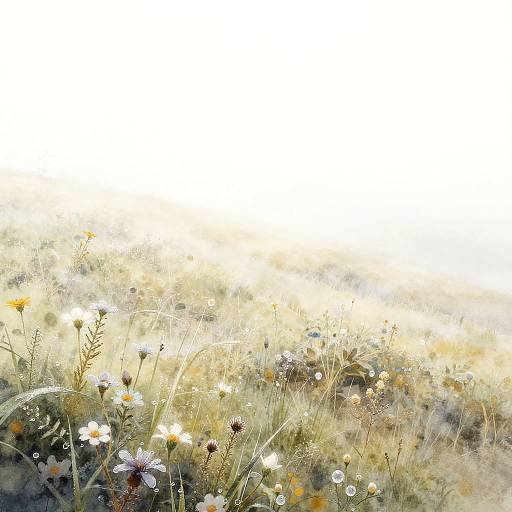 Minimalist Soft Watercolor Foggy Hills