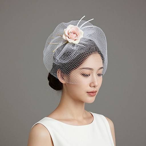 Elegant Bridal Fascinator with Rose