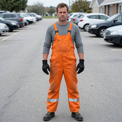 Man in Bright Orange Workwear