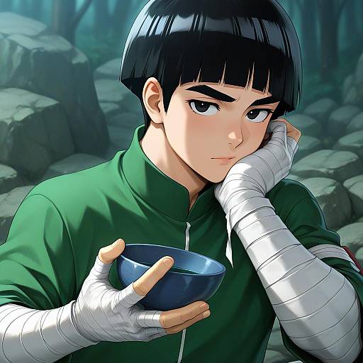 Illustration of Rock lee, naruto (series) in the style of Naru (wish field)
