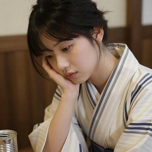 Introspective Asian Woman in Kimono