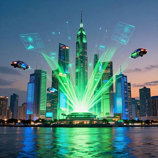 Neon Aura Over Futuristic Cityscape