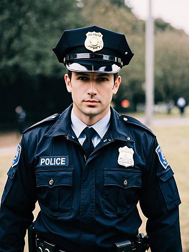 Male Police Officer in Uniform Outdoors