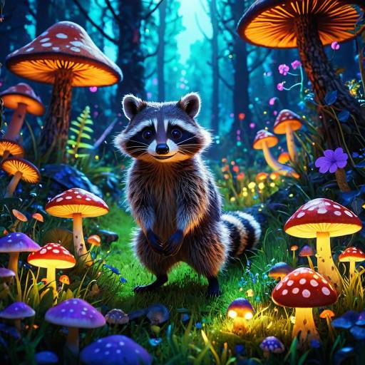 Curious Raccoon in Enchanted Forest