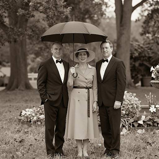 Elegant Sepia Portrait of Formal Trio