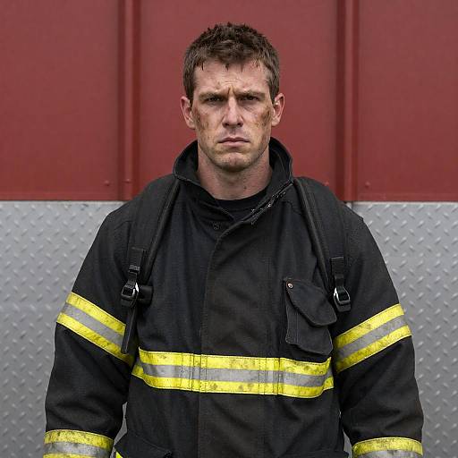 Serious Male Firefighter Portrait
