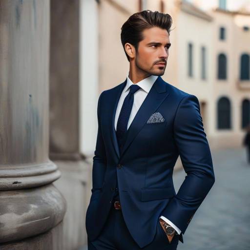 Handsome Man in Navy Suit