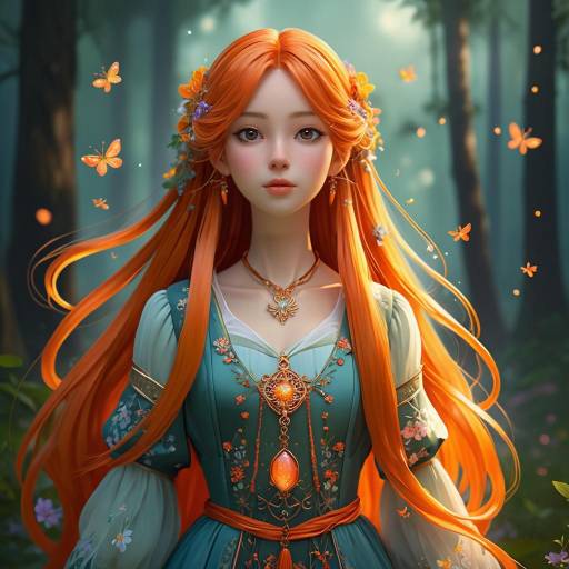 Enchanting Anime Girl in Misty Forest Enchanting Anime Girl in Misty Forest