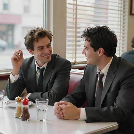 Diner Scene with Two Smiling Men
